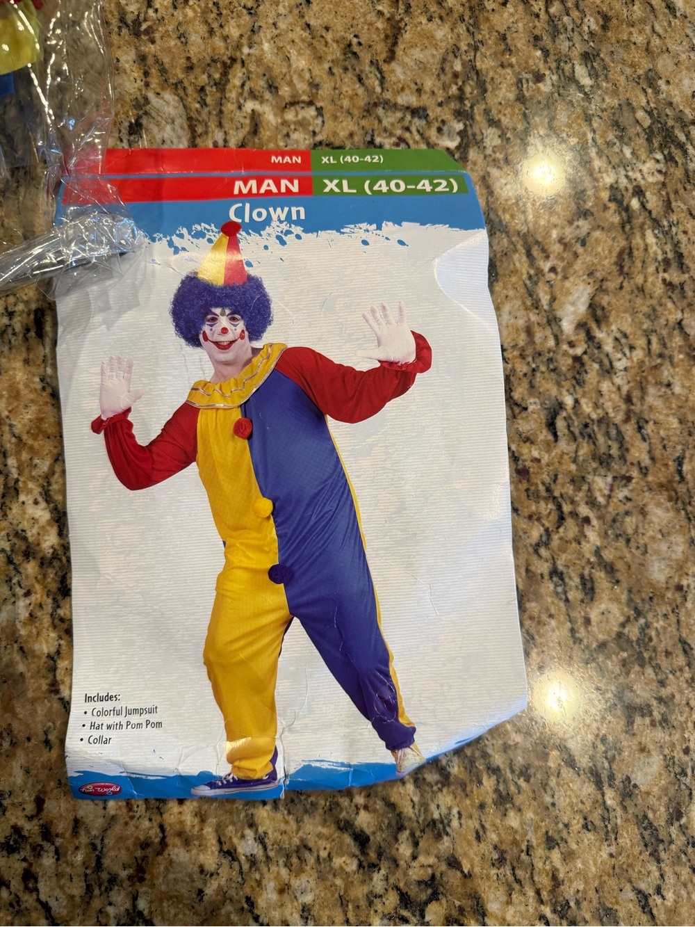 Mens Clown Costume Colourful Jumpsuit collar hat Circus Funny Outfit XL